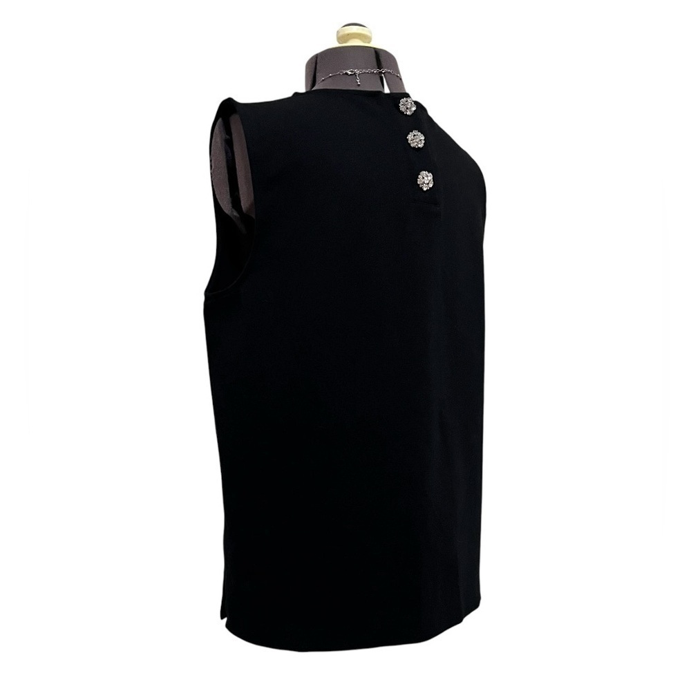 J. Crew Black Jeweled Button Back Sleeveless Ponte Tank Top Size M - Picture 7 of 15